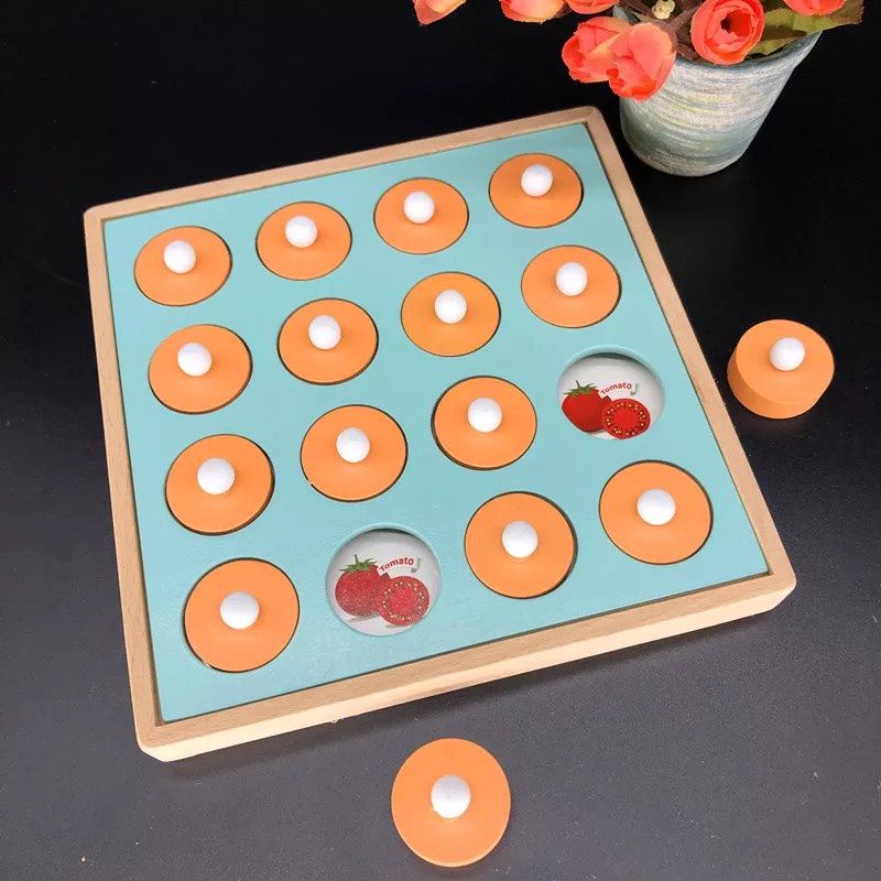 Đồ Chơi Gỗ Lật Hình Tìm Cặp Giống Nhau Gồm 12 Chủ Đề Rèn Luyện Trí Nhớ | Bảo An