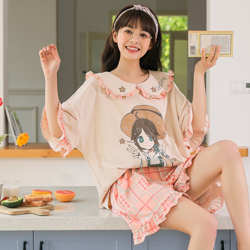 Bộ Mặc Nhà, Bộ Ngủ Cotton - Cá Tính, Phong Cách Hàn Quốc - Hàng Hót Mã A175 | BigBuy360 - bigbuy360.vn