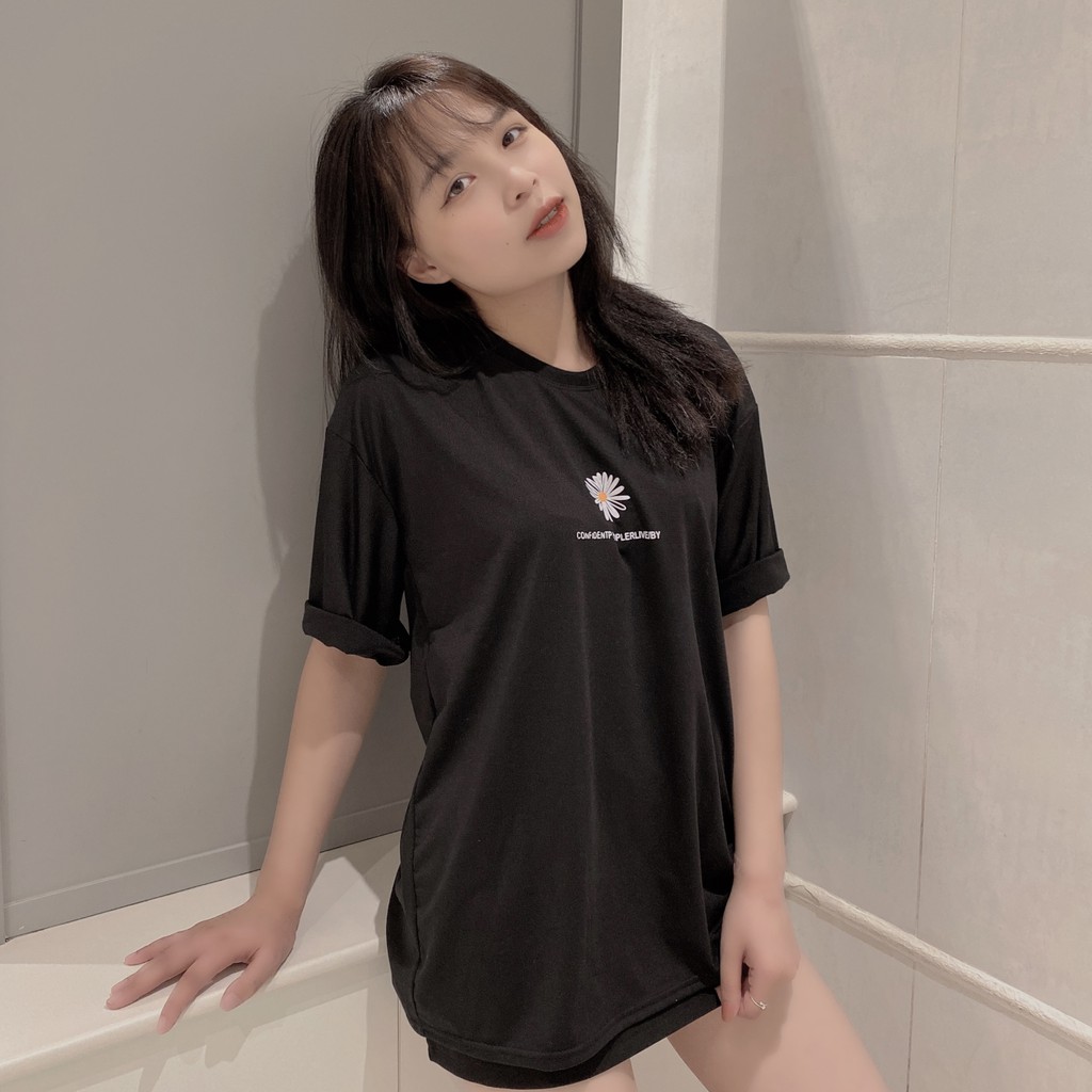 Áo thun nam nữ unisex YOUTH form rộng cổ tròn tay lỡ vải Cotton xịn FreeSize(38-65Kg) - 5 Hoa Cúc - AP27