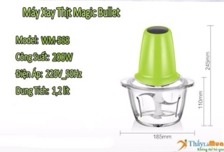 Máy xay thịt, cua 2 lưỡi, cối thuỷ tinh