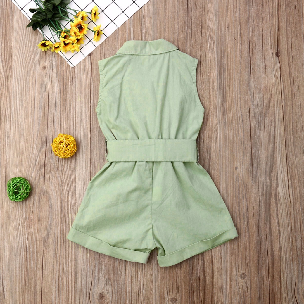 Áo liền quần thắt lưng nơ cho bé gái