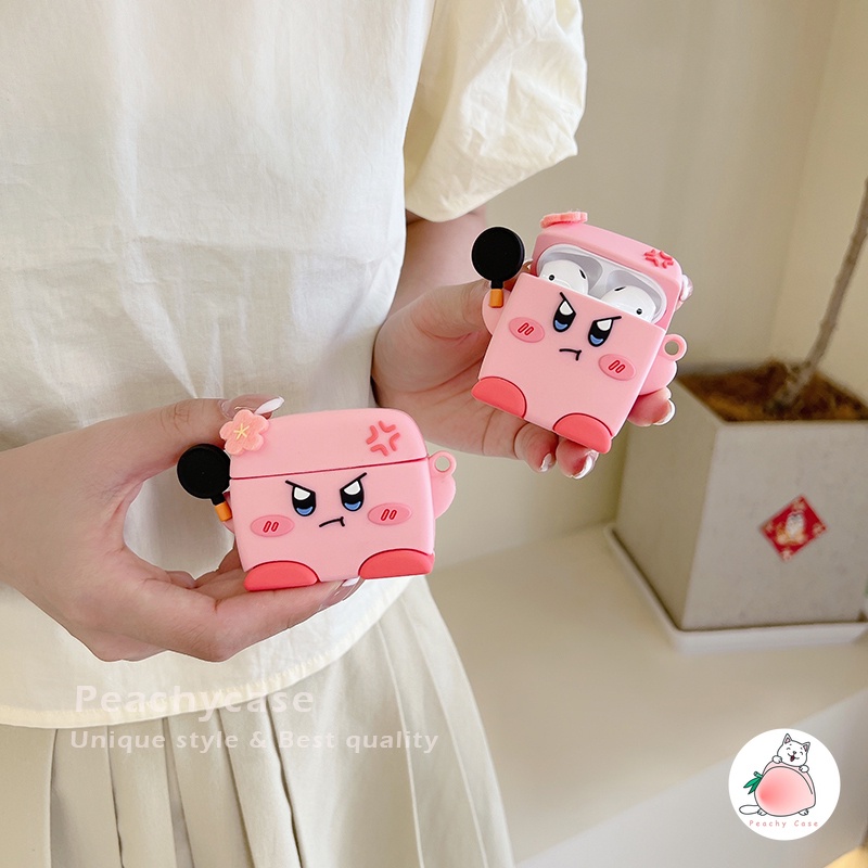 Vỏ Bảo Vệ Hộp Sạc Tai Nghe Airpods 1 2 Pro Air Pod 3 Bluetooth Không Dây Bằng Silicon Hình Angry Kirby Dễ Thương