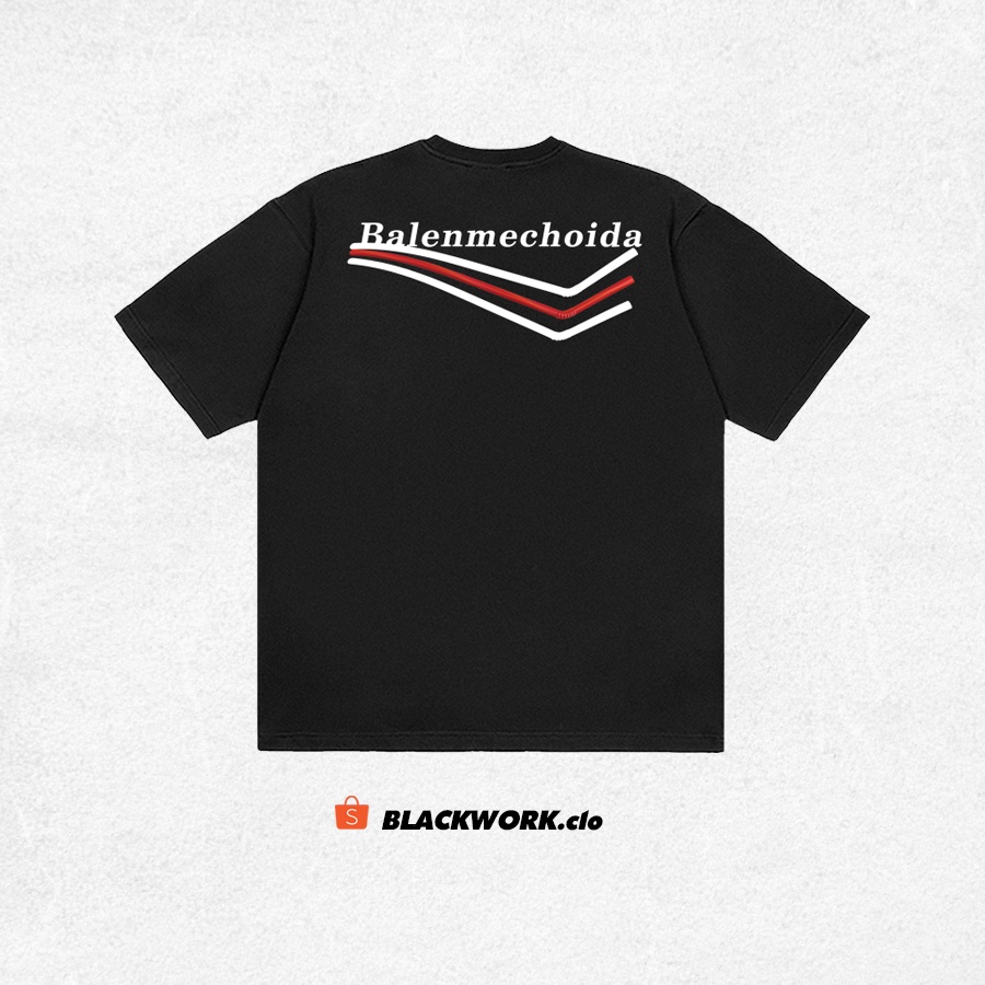 Áo Thun BALENMECHOIDA 100% Cotton Tay Lỡ Unisex - Đen Cổ Tròn | Blackwork
