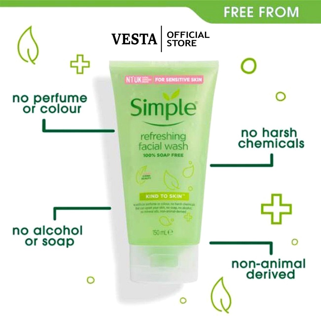 Sữa rửa mặt Simple dưỡng cấp ẩm gel dưỡng da refreshing facial wash 150ml | BigBuy360 - bigbuy360.vn