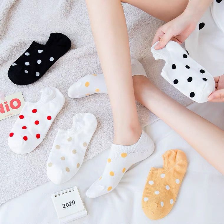Tất Vớ nữ thời trang tất Hàn Quốc chấm bi dễ thương