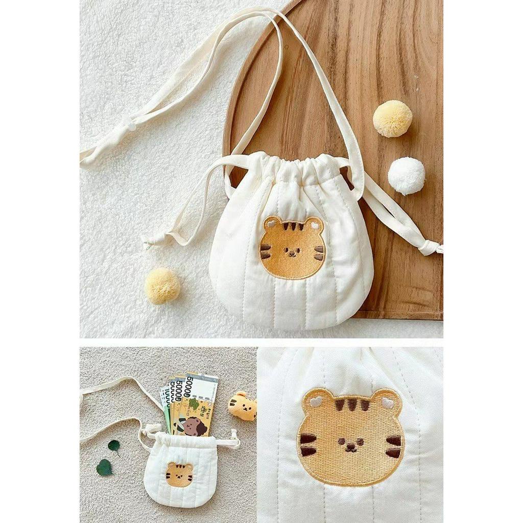 Túi đựng tỏi, túi đeo chéo cho bé có quai đeo, hoạt tiết Hàn Quốc dễ thương