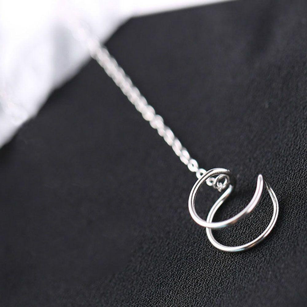 Bông Tai Dạng Kẹp Hình Tròn Phối Dây Xích Thời Trang Cho Nữ