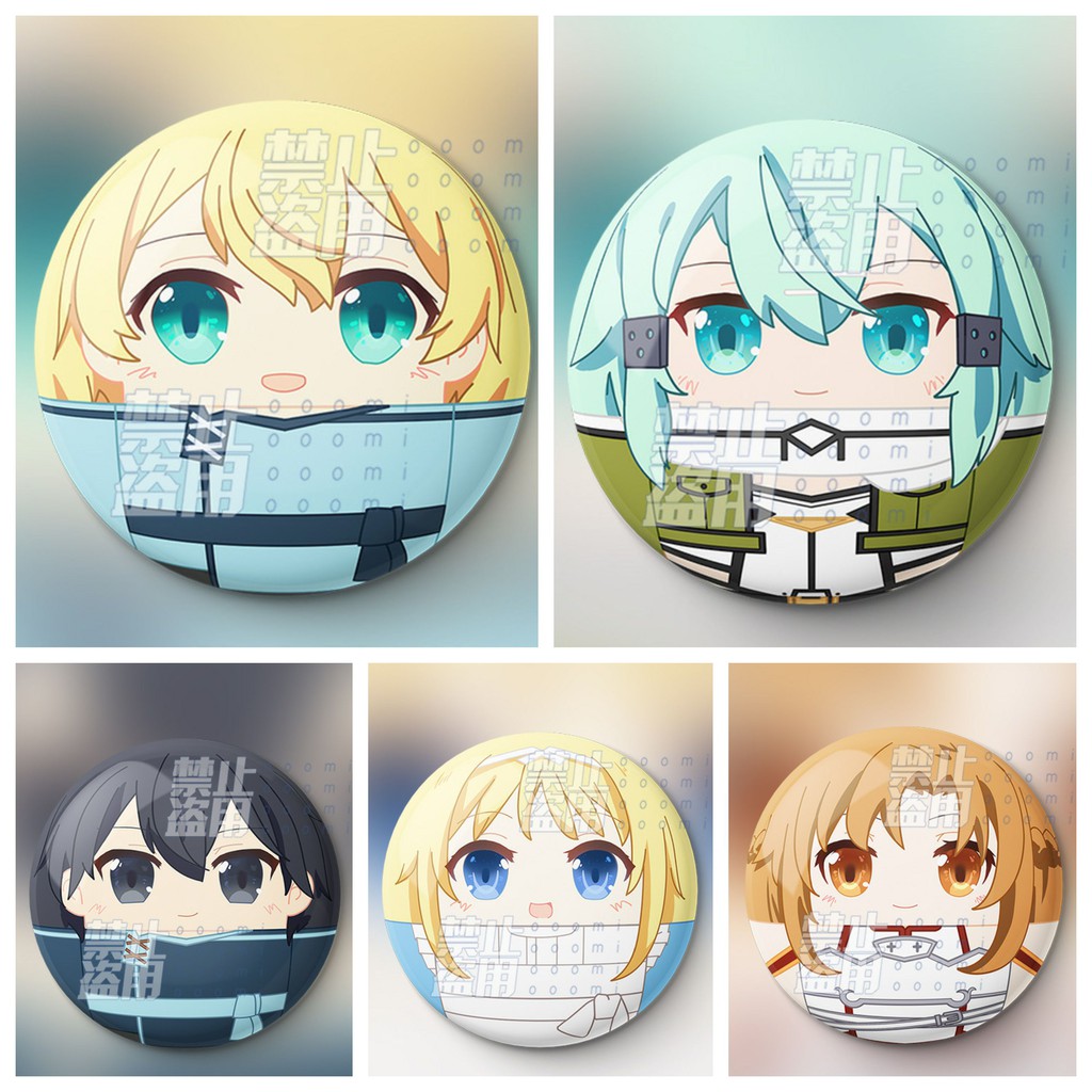 Huy hiệu cài áo IN HÌNH Sword art online Đao kiếm thần vực ver mập ú anime chibi dễ thương tiện lợi