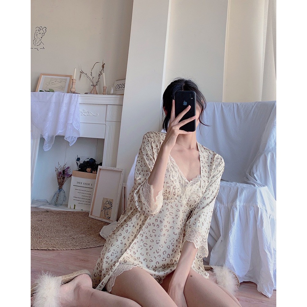 [ĐỒ BỘ BEO VÀNG] SX547-1 bộ lụa satin - đồ ngủ cao cấp (kèm mút ngực ) -CAMLUU99