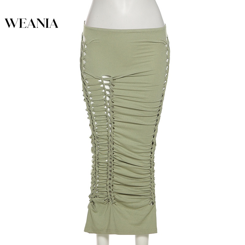 Chân Váy Dài Xếp Ly Phối Dây Thắt Bên Hông Kiểu Dáng Quyến Rũ