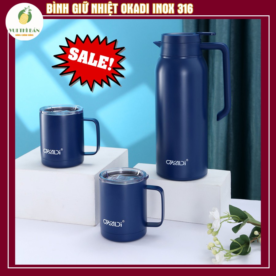 Bình giữ nhiệt INOX 316 OKADI cao cấp dung tích 1400ml, giữ nhiệt lên tới 24 giờ