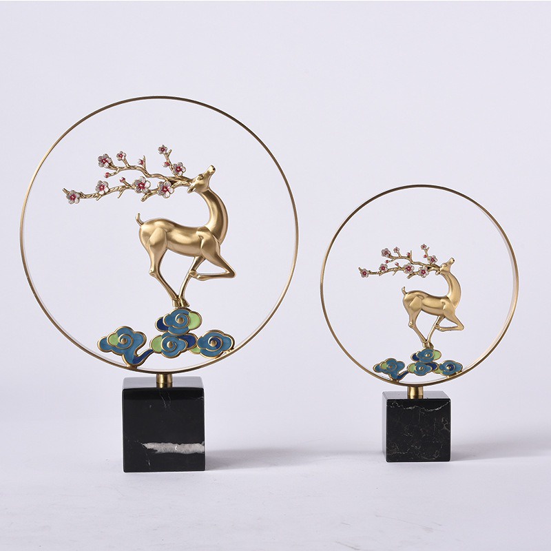 Mô hình tượng trưng bày decor trang trí phòng khách phòng ngủ nội thất hươu anh đào cưỡi mây trang trí phòng khách