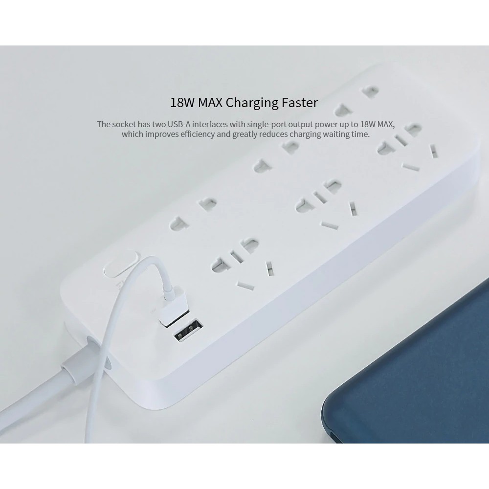 Ổ cắm điện ZMI CX05 18W/ ZMI CXP01 65W -  Ổ cắm Xiaomi Mi Power Strip 6 cổng 3 USB