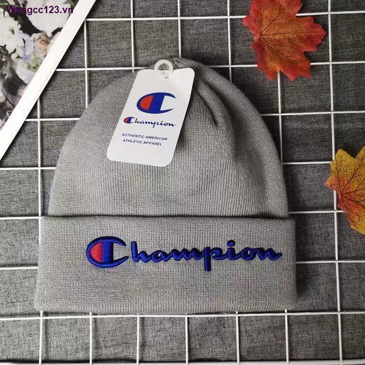Mũ trùm đầu len dệt kim giữ ấm thêu họa tiết chữ Champion phong cách hip hop thời trang mới dành cho cả nam và nữ