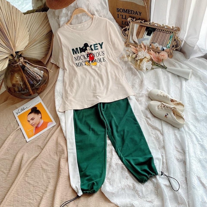 Set áo thun mickey kèm quần jogger