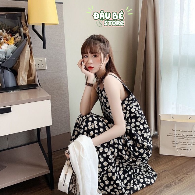 Váy Suông Dài Hai Dây In Họa Tiết Hoa Cúc Đáng Yêu Cho Nữ - Daube - V018