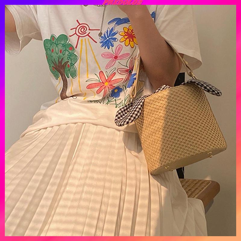 [Predolo2] Túi Xách Tote Đan Rơm Có Tay Cầm Phong Cách Bohemian Thường Ngày Cho Nữ