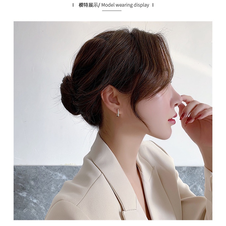 Bông tai mạ bạc 925 hình vuông thiết kế đơn giản phong cách Hàn Quốc mới