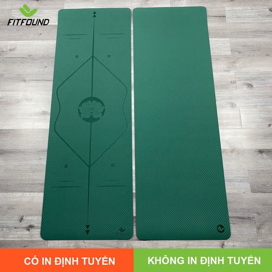 Thảm tập Yoga gym Fitfound 8mm Tpe Cao cấp in định tuyến Fitfound chống trơn trượt có dây buộc thảm tập thể dục tại nhà