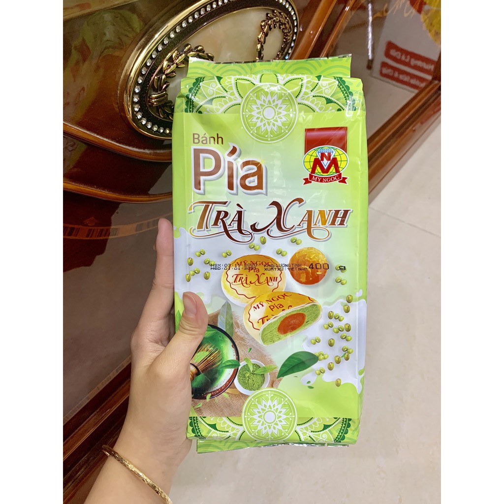 380g Bánh pía TRÀ XANH matcha, KHÔNG CÓ sầu riêng tươi, CÓ trứng muối, Được làm từ TRÀ XANH MATCHA nhập khẩu từ Đài Loan