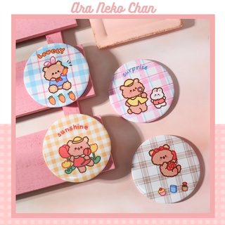 Gương Mini Cầm Tay Họa Tiết Bò Sữa/Gấu Dễ Thương