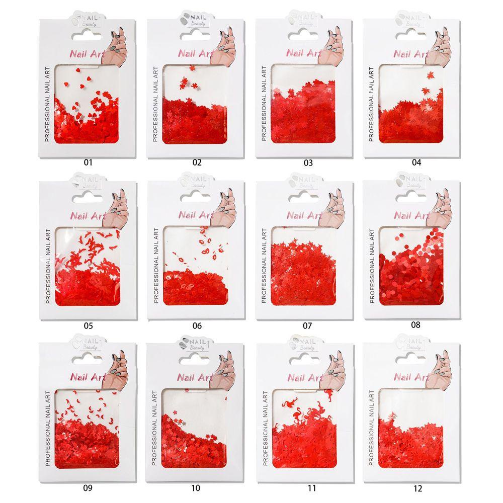 OCEANMAP Hộp Kim Tuyến Hình Lá Phong / Trăng / Trái Tim / Ngôi Sao Trang Trí Móng Nghệ Thuật