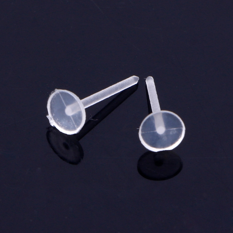 Set 100 chốt hình đinh tán trong suốt sử dụng cho khuyên tai phần đệm 5mmx3mm tiện dụng