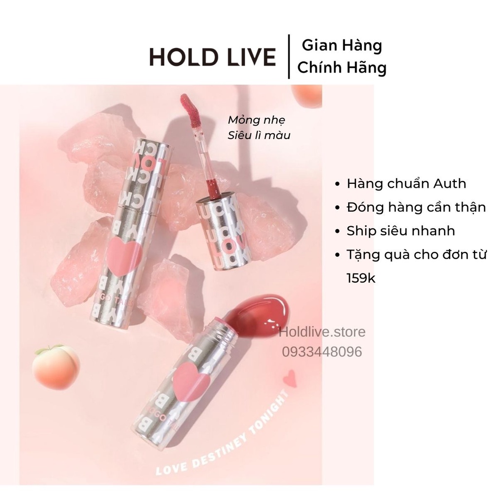 Son bóng tint Gogo tales Lucky may mắn Pink Rippling GT340 son gogotales trái tim lên màu chuẩn lì mỏng nhẹ mọng môi
