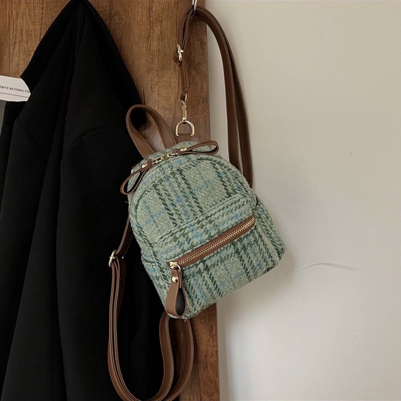 [Mẫu Mới] Balo mini nữ, Balo da phối kẻ phong cách Hàn Quốc siêu xinh (hàng chuẩn ảnh)