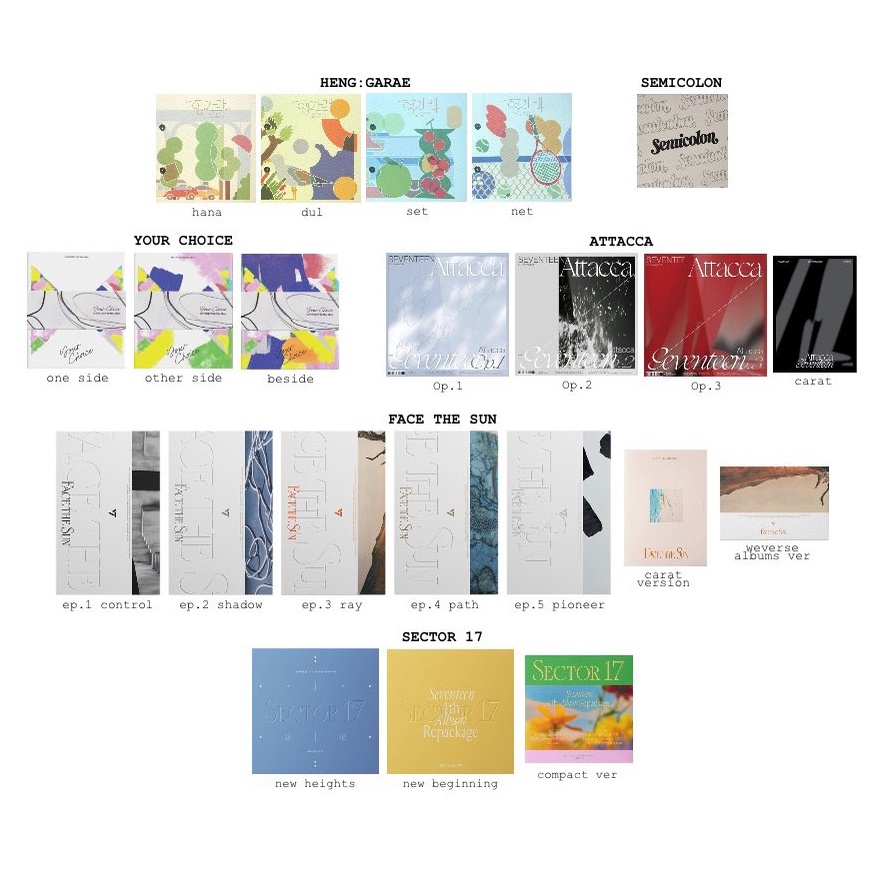 Tổng hợp album tranh ảnh SEVENTEEN có sẵn cửa hàng Kpop
