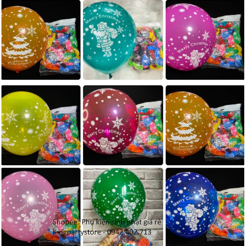 BONG BÓNG IN MERRY CHRISTMAS BÓNG IN NOEL BÓNG XANH LÁ - ĐỎ TRANG TRÍ GIÁNG SINH NOEL