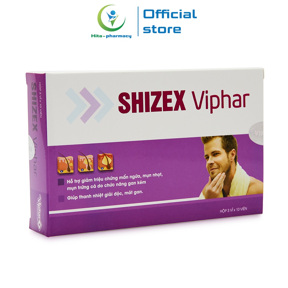 SHIZEX Viphar MT Pharco thảo dược giảm mẩn ngứa, mụn nhọt, trứng cá do gan kém 30 viên