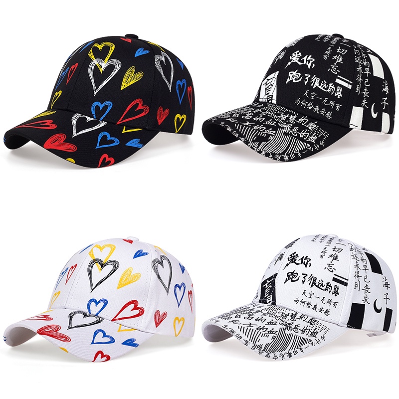 Mũ Lưỡi Trai Cotton In Chữ Graffiti Phong Cách Hip Hop Có Thể Điều Chỉnh Cho Nam Nữ