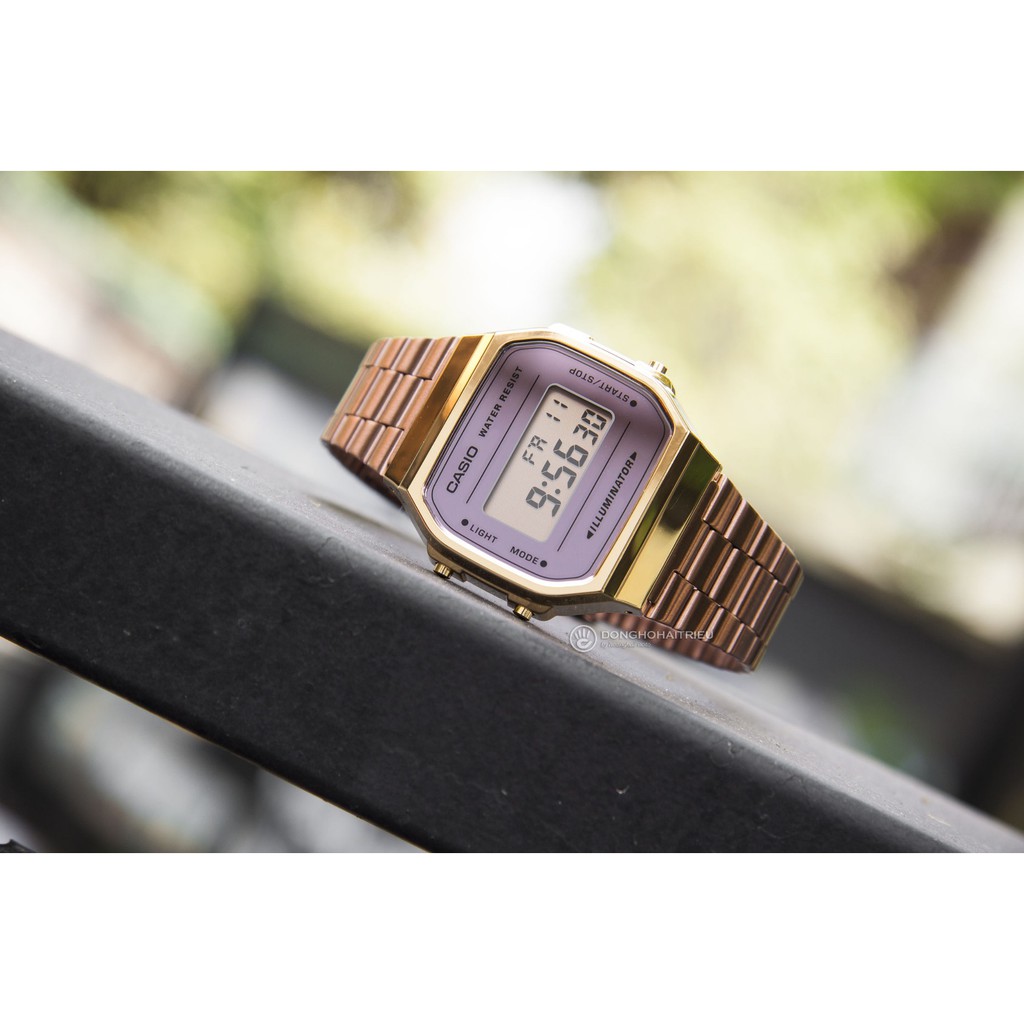 Đồng hồ Unisex Casio A168 Retro Digital Rose Gold - CASIO A168WECM-5DF – NAM/NỮ – KÍNH NHỰA – (PIN) – DÂY KIM LOẠI