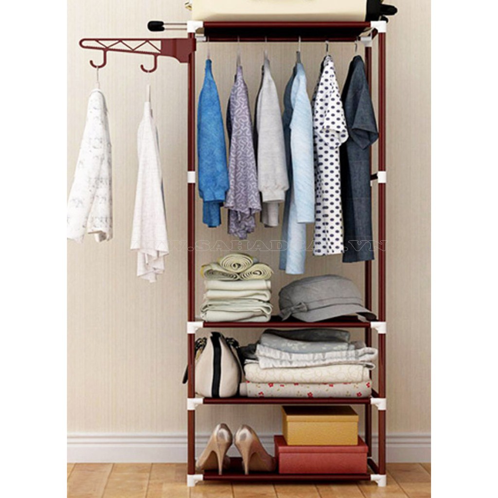 Khung treo quần áo di động 3 tầng kèm các móc treo, phù hợp với mọi không gian nội thất phòng khách, phòng ngủ
