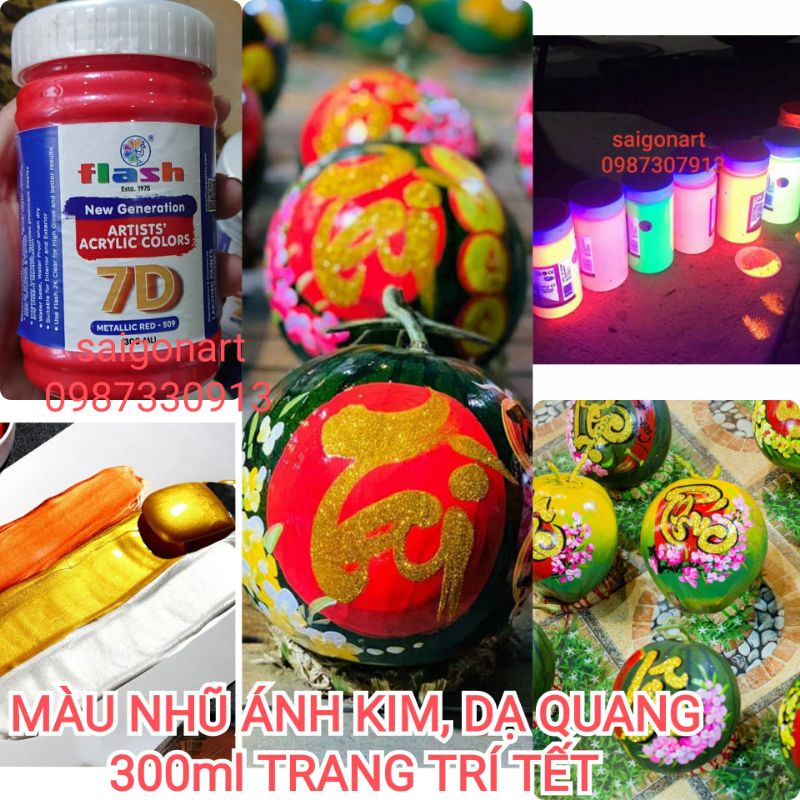 Màu Vẽ Nhũ Ánh Kim, Màu Phản Quang Vẽ Trang Trí Tết 300ml