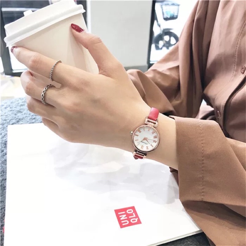 Đồng hồ thời trang nữ dây da mặt số la mã cao cấp ULZZANG