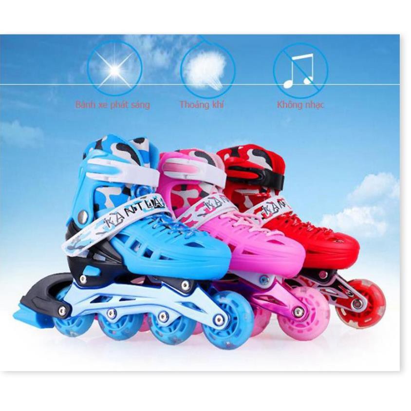 Dạy trượt patin cơ bản trẻ em tặng mũ và đồ bảo hộ (5 đến 14 tuổi) với bánh xe phát sáng, chống trầy xước, chống xé rách