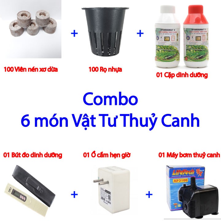 Combo 6 món tự làm giàn trồng rau thuỷ canh