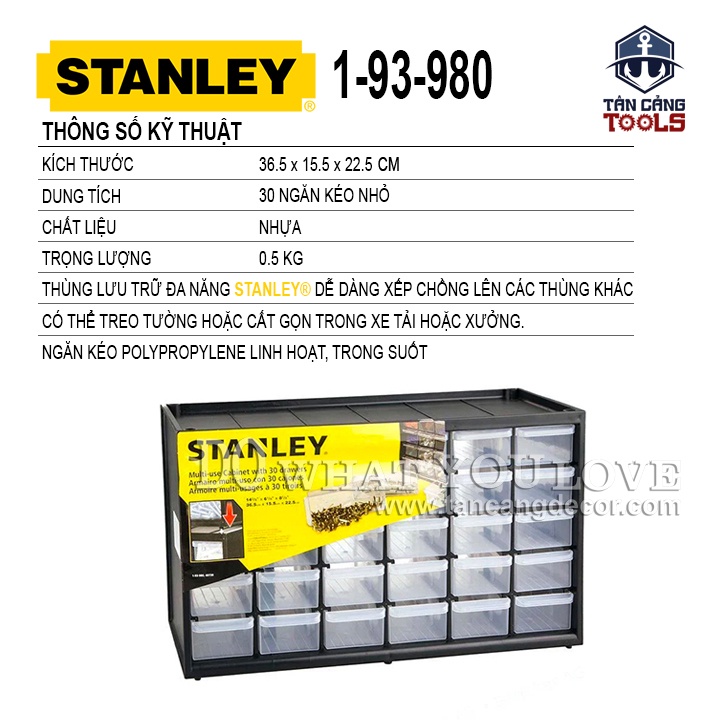 Hộp Đựng Linh Kiện Tiện Ích 30 Ngăn Stanley 1-93-980