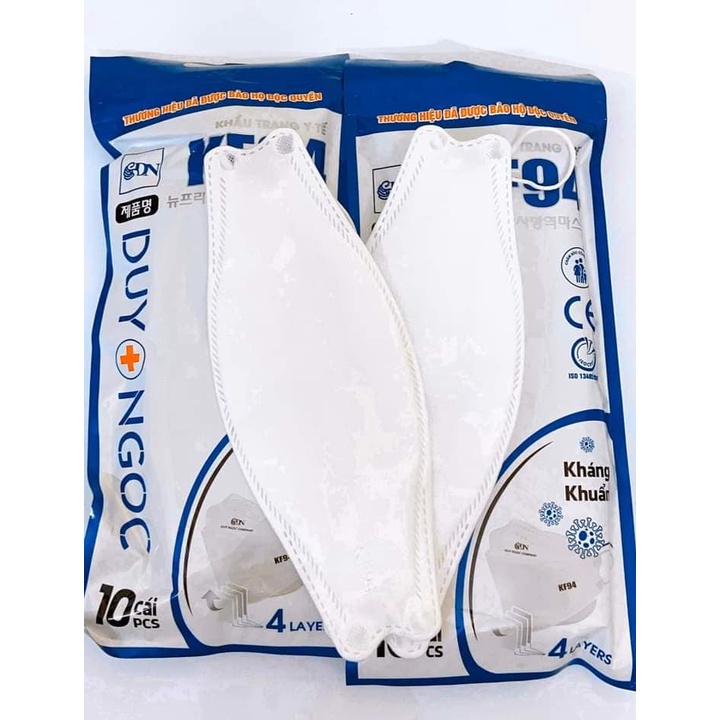 Khẩu trang y tế kháng khuẩn KF94 Duy Ngọc, DN MASK, tiêu chuẩn Hàn quốc KF94, gói 10 chiếc