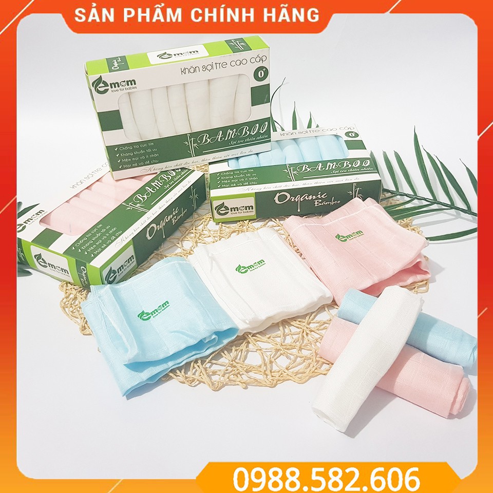 SET 8 Chiếc Khăn Sữa Sợi Tre Cao Cấp Emom (8 chiếc/hộp) - 8938517691096