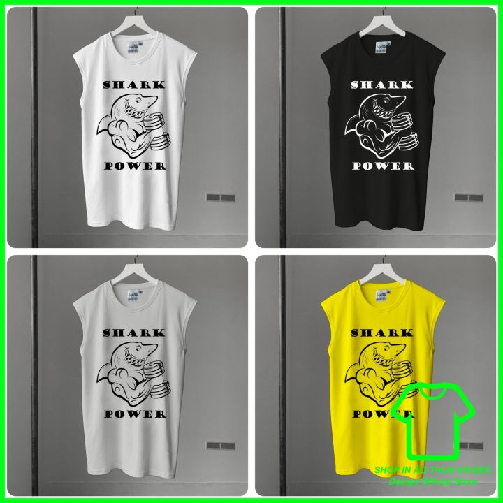 Áo ba lỗ in hình Shark unisex form rộng Local Brand - Áo tanktop nam nữ Shark Power Mẫu 1
