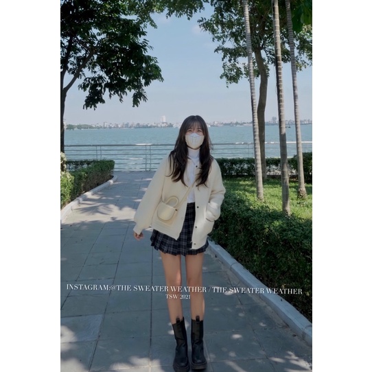 (Ảnh thật) Áo khoác len dáng bomber cúc bấm the.sweaterweather TSW | BigBuy360 - bigbuy360.vn