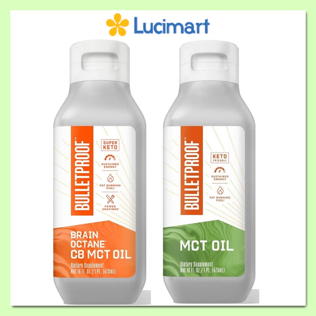 Dầu dừa MCT Oil C8 Bulletproof Brain Octane bổ sung năng lượng, tốt não, tốt tiêu hóa 473ml [Hàng Mỹ hạn dùng 2024]