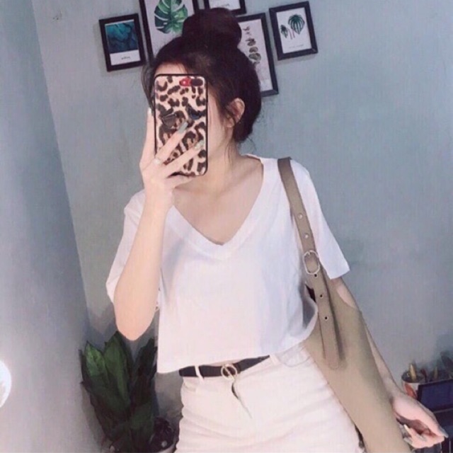 Áo croptop cổ tim trơn form rộng 6 màu LIKANO CRT53 | BigBuy360 - bigbuy360.vn