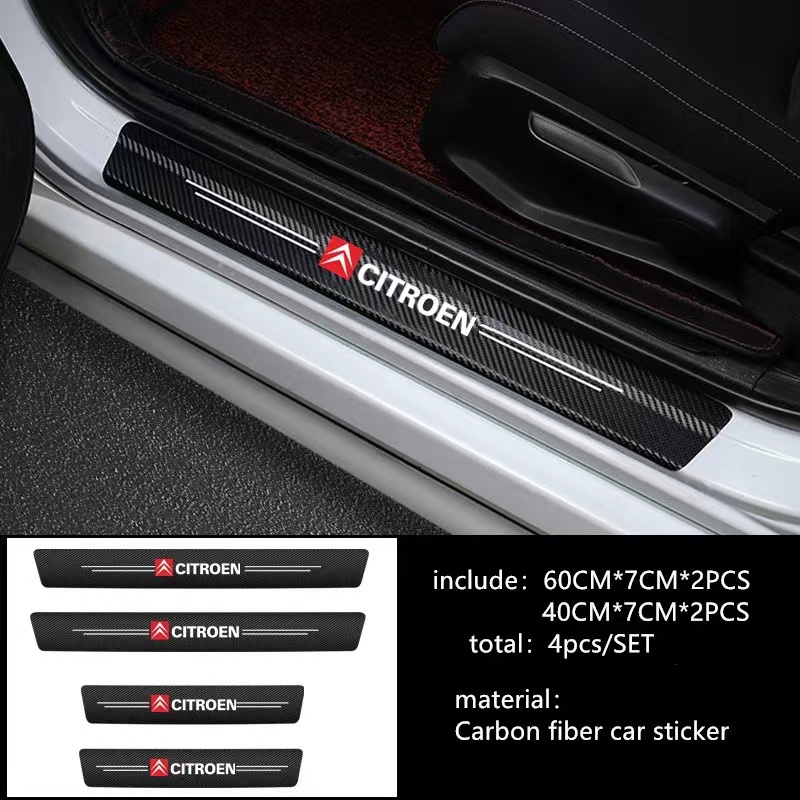 Set 4 Miếng Dán Sợi Carbon Bảo Vệ Cửa Xe Hơi Citroen