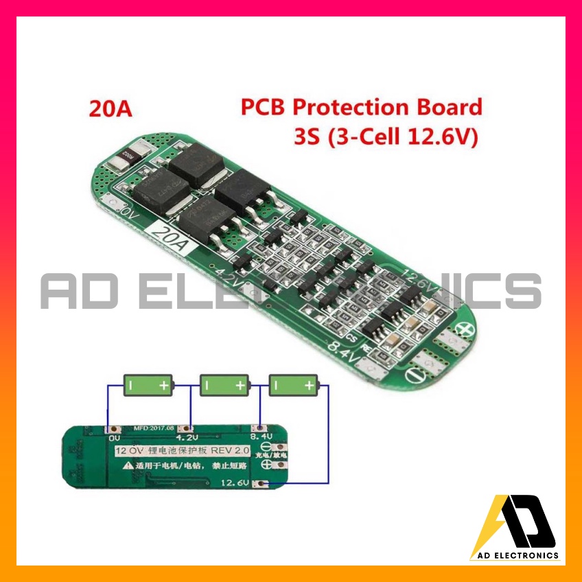 Mạch 3S 12.6V - 20A  Sạc Có Cân Bằng bảo vệ sạc xả Pin 18650, Lithium Lion 3S 12.6V 20A