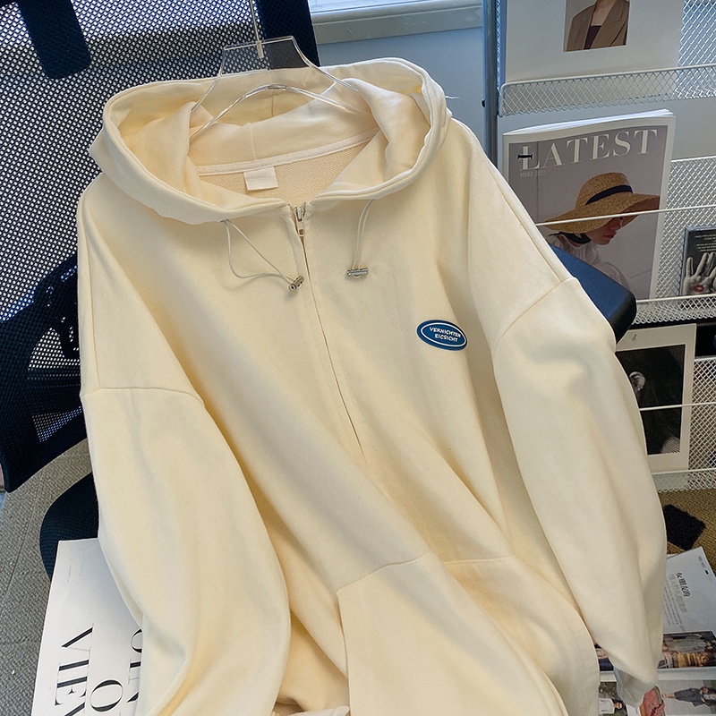 Áo Khoác Hoodie Tay Dài In Họa Tiết Phong Cách Preppy Mỹ