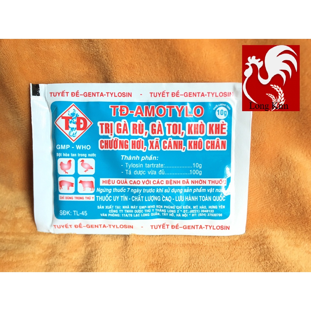 TĐ - AMOTYLO gói 10g Gà rù, gà toi, khò khè, chướng hơi, xã cánh, khô chân